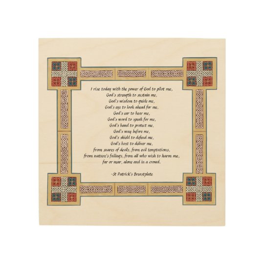 St Patricks Breastplate prayer with Celtic knots Wooden Print graphic relating to The Knots Prayer Printable identified as St Patricks Breastplate prayer with Celtic knots Picket Print